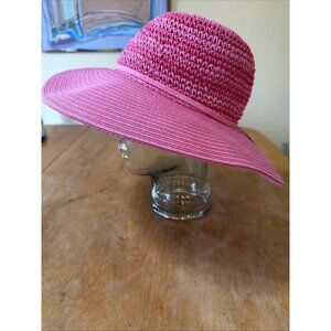 Cappelli Wide Brim  Floppy Paper Sun Hat Hot Pink Barbiecore Beach Resort